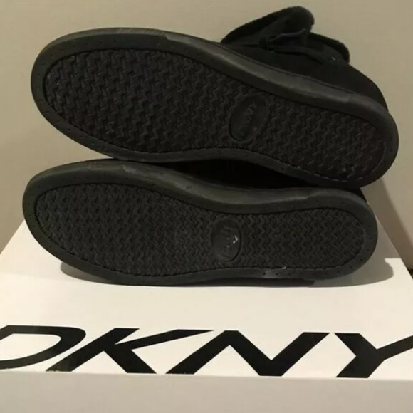 DKNY BLACK SUEDE WEDGE BOOTS DONNA KARAN NEW YORK - Picture 4 of 5